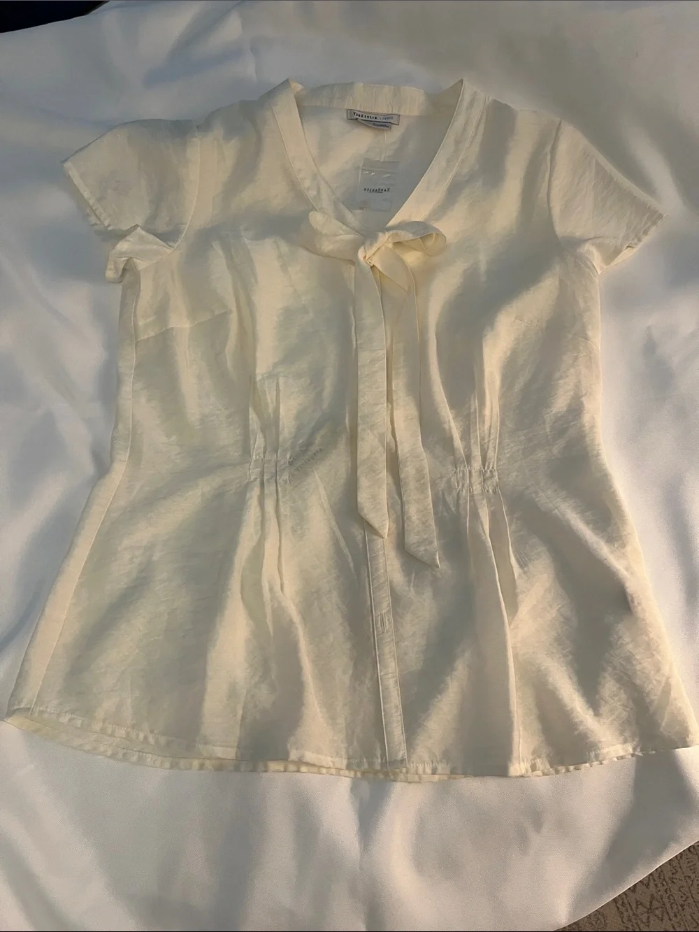 Van Heusen Cream Short-Sleeve Tie-Front Blouse